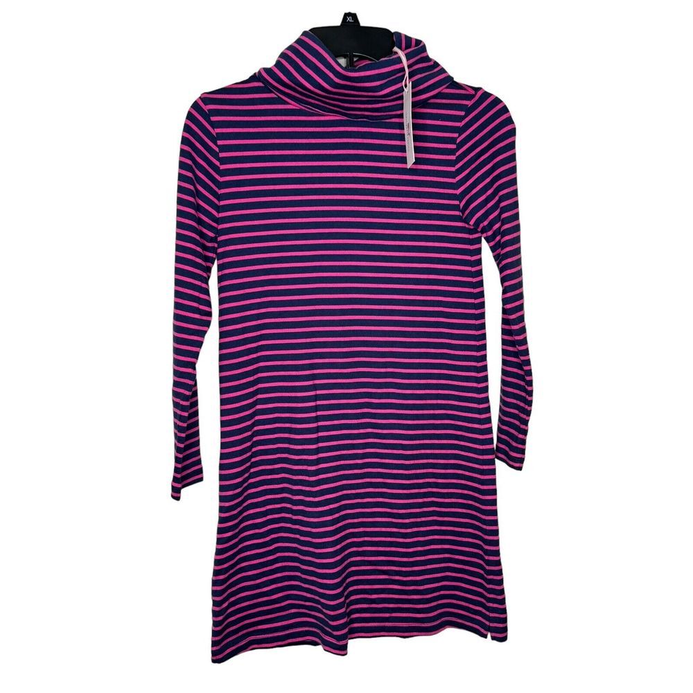 Vineyard Vines Girl's Dress Knit Striped Shift Cowl Neck Long Sleeve‎ Large NWT